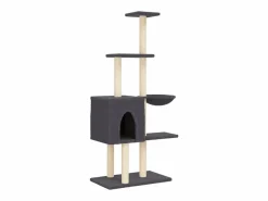 Clicnbuy Rascador para gatos con postes de sisal oscuro 145 cm
