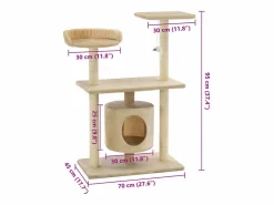 New Rascador para gatos con postes rascadores de sisal 95 cm Juego De Animales