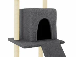 Clicnbuy Rascador para gatos con postes de sisal oscuro 110 cm