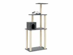 Clicnbuy Rascador para gatos con postes de sisal oscuro 147 cm