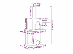Clearance Rascador para gatos con postes de sisal claro 122 cm Juego De Animales