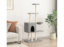 Discount Rascador para gatos con postes de sisal claro 145 cm Juego De Animales