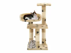 Clicnbuy Rascador para gatos poste de sisal 65 cm huellas Beige