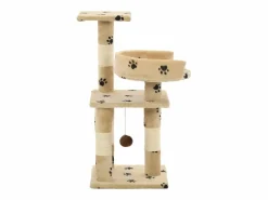 Clicnbuy Rascador para gatos poste de sisal 65 cm huellas Beige