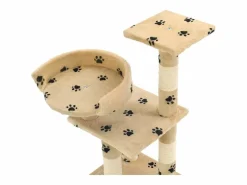 Clicnbuy Rascador para gatos poste de sisal 65 cm huellas Beige