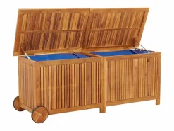 Discount Rautavaara Caja de almacenaje jardín con ruedas madera acacia 150x50x58 cm Baúl De Jardín