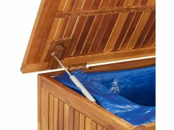 Discount Rautavaara Caja de almacenaje jardín con ruedas madera acacia 150x50x58 cm Baúl De Jardín