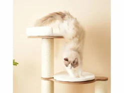 Merax Árbol para gatos - 60 x 48 x 135 cm - con 3 plataformas + 1 casita + colchonetas extraíbles - MDF -