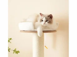 Merax Árbol para gatos - 60 x 48 x 135 cm - con 3 plataformas + 1 casita + colchonetas extraíbles - MDF -