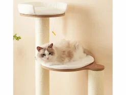 Merax Árbol para gatos - 60 x 48 x 135 cm - con 3 plataformas + 1 casita + colchonetas extraíbles - MDF -