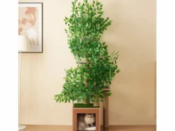 Online Merax Árbol para gatos - 60 x 45 x 190 cm - con 4 plataformas + agujeros para gatos - hojas extraíbles - MDF - Verde