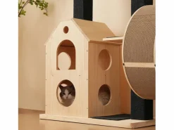 Online ModernLuxe Árbol para gatos 80×40×152 cm - con 4 plataformas - 2 casitas para gatos - rodillo para gatos - rascador para gatos - natural Color natural claro
