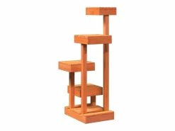 Clicnbuy Árbol para gatos madera maciza pino marrón cera 45,5x49x103 cm Marru00f3n