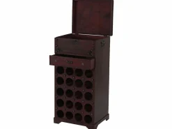 New Ródano botellero 20 botellas cajón, Estantería para vinos Calvados Estantería de madera estilo colonial, para 20 botellas, con cajón Botellero|Accesorios Para Vino Y Bar