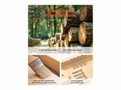 Área de Juegos Interior SucceBuy de Madera 4-en-1, con Pared de Escalada, Tobogán, Escalera de Madera y Anillos de Gimnasia, Estructura de Juegos
