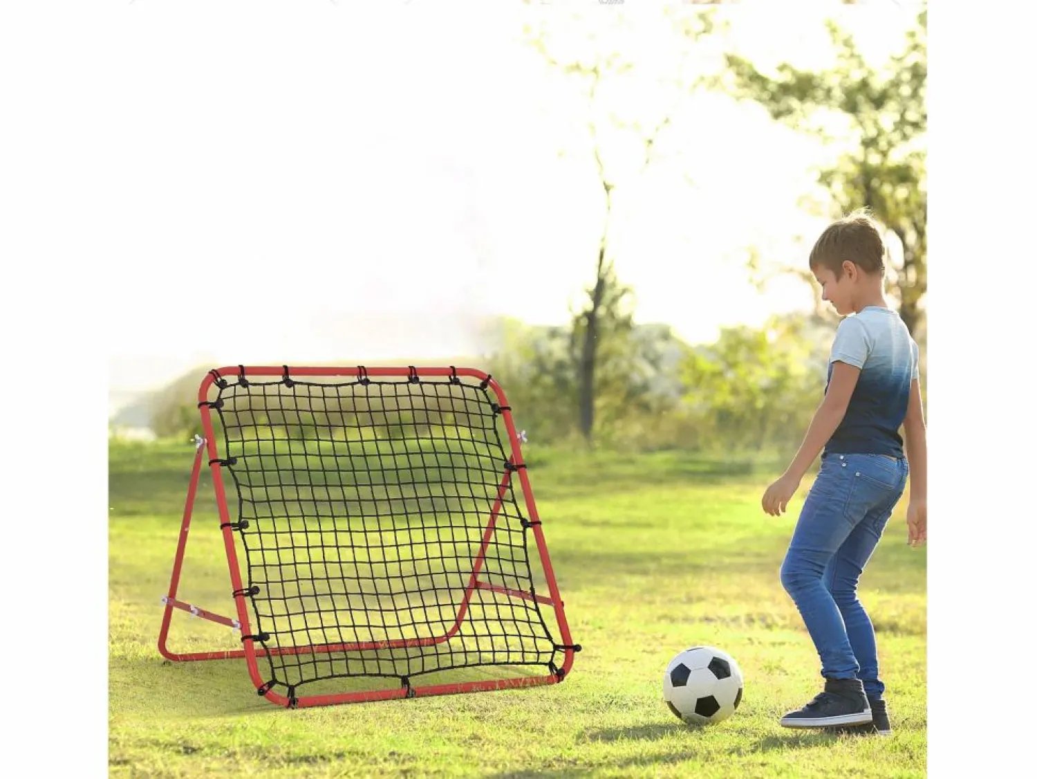 Discount Reboteador de fútbol con ángulo ajustable, metal, y negro (96x80x96 cm) Rojo