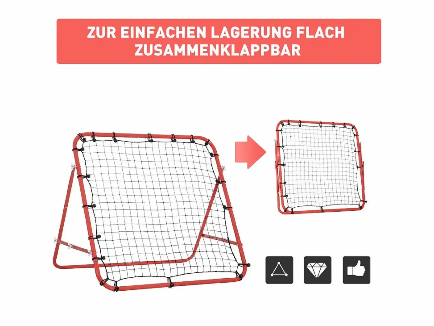 Discount Reboteador de fútbol con ángulo ajustable, metal, y negro (96x80x96 cm) Rojo