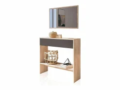 Online duehome Recibidor Aros Tofe - Gris Grafito Negro / Color natural claro