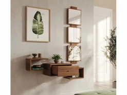 MB Muebles Bonitos Recibidor para Entrada Pasillo en Nogal Ambar 99x22x145cm Neo