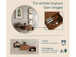 MB Muebles Bonitos Recibidor para Entrada Pasillo en Nogal Ambar 99x22x145cm Neo