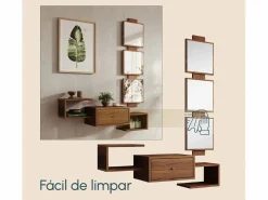 MB Muebles Bonitos Recibidor para Entrada Pasillo en Nogal Ambar 99x22x145cm Neo