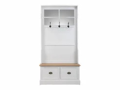 Recibidor perchero de madera con 2 cajones blanco