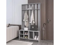 TuHome Recibidor tulcan en melamina con 8 estantes y 4 ganchos para colgar ropa , , 172.6 cm X 96.8 cm X 39.3 cm