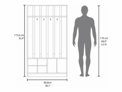 TuHome Recibidor tulcan en melamina con 8 estantes y 4 ganchos para colgar ropa , , 172.6 cm X 96.8 cm X 39.3 cm