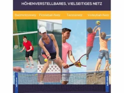 Hot Red de bádminton plegable y ajustable, de metal, (310 x 103 x 107-155 cm) Azul