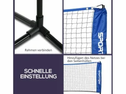 Hot Red de bádminton plegable y ajustable, de metal, (310 x 103 x 107-155 cm) Azul