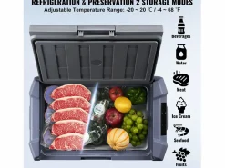 Refrigerador de Coche SucceBuy Refrigerador Portátil para Coche con Compresor 50L, Doble Zona, para el Hogar y el Coche