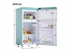 Outlet Refrigerador de doble puerta con ajustes y ruedas - 72L - 120kWh/año - Nivel de ruido bajo de 39 dB - Clase E - 45x44x91cm Electrodomésticos De Frío