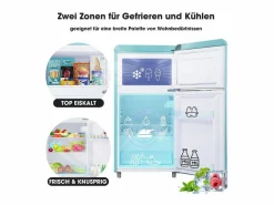 Outlet Refrigerador de doble puerta con ajustes y ruedas - 72L - 120kWh/año - Nivel de ruido bajo de 39 dB - Clase E - 45x44x91cm Electrodomésticos De Frío