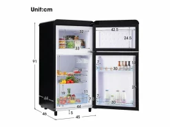 DripeX Refrigerador de doble puerta con ajustes y ruedas - 72L - 120kWh/año - Nivel de ruido bajo de 39 dB - 45x46x91cm