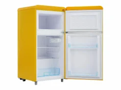 Outlet DripeX Refrigerador de doble puerta con ajustes y ruedas - 72L - 120kWh/año - Nivel de ruido bajo de 39 dB - Clase E - 45x44x91cm Amarillo