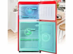 Sale Refrigerador 22L+38L, doble puerta con LED y pies ajustables, clase E, -27°C-13°C, 102 kWh/año, , 42x45.5x88.8cm Electrodomésticos De Frío