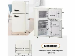 New DripeX Refrigerador 22L+38L, doble puerta con LED y pies ajustables, clase E, -27°C-13°C, 102 kWh/año, , 42x45.5x88.8cm Blanco