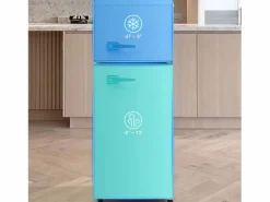 Hauss Spole Refrigerador retro de 92 litros con 2 puertas e iluminación LED - -27 °C a 13 °C - antiguo