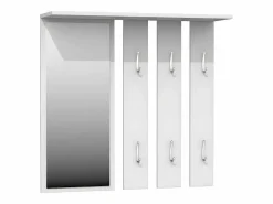 Clearance REGGY - Perchero de pared + espejo grande - 6 ganchos dobles - Estante - Mueble de entrada - 85x82x15cm Perchero