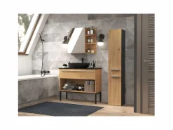 Clearance REGGY - Perchero de pared + espejo grande - 6 ganchos dobles - Estante - Mueble de entrada - 85x82x15cm Perchero