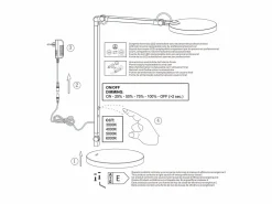Regina - Lámpara de mesa ajustable Fabas Luce negra - LED táctil de 9 W integrado, regulable, CCT (3000K, 4000K, 5000K, 6000K)