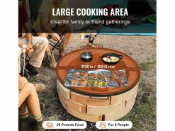 Outlet Rejilla de Hogar SucceBuy Redonda Plegable de 91cm, Acero Robusto X-Marks, Utensilios de Cocina de Camping Portátiles para Fiestas al Aire Libre, Materiales Y Utensilios De Cocina