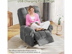 DripeX Relájate silla de terciopelo eléctrico del sillón, silla de ocio ajustable con USB, respaldo ajustable, anti -estatico con reposapiés - 96x97x104cm