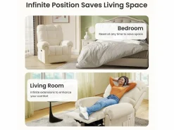 DripeX Relájate sillón de terciopelo eléctrico de teddy, silla de ocio ajustable con USB, anti -estatal con reposapiés - 96x97x104cm Beige