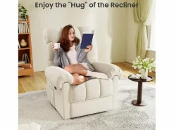 DripeX Relájate sillón de terciopelo eléctrico de teddy, silla de ocio ajustable con USB, anti -estatal con reposapiés - 96x97x104cm Beige