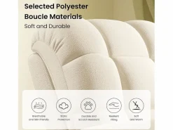 DripeX Relájate sillón de terciopelo eléctrico de teddy, silla de ocio ajustable con USB, anti -estatal con reposapiés - 96x97x104cm Beige