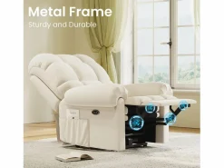DripeX Relájate sillón de terciopelo eléctrico de teddy, silla de ocio ajustable con USB, anti -estatal con reposapiés - 96x97x104cm Beige