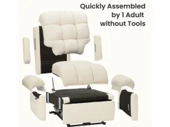 DripeX Relájate sillón de terciopelo eléctrico de teddy, silla de ocio ajustable con USB, anti -estatal con reposapiés - 96x97x104cm Beige