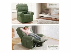 DripeX Relájate sillón de terciopelo eléctrico de sillón, silla de ocio ajustable con USB, respaldo ajustable, antiestático con reposapiés - 96x97x104cm Verde