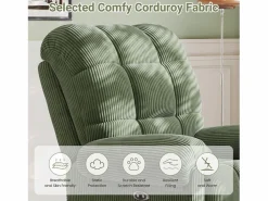DripeX Relájate sillón de terciopelo eléctrico de sillón, silla de ocio ajustable con USB, respaldo ajustable, antiestático con reposapiés - 96x97x104cm Verde